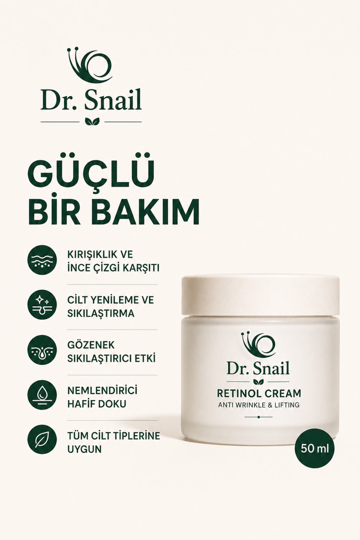 Retinol Krem Yaşlanma Karşıtı Cilt Yenileyici Yüz Kremi 50 ml
